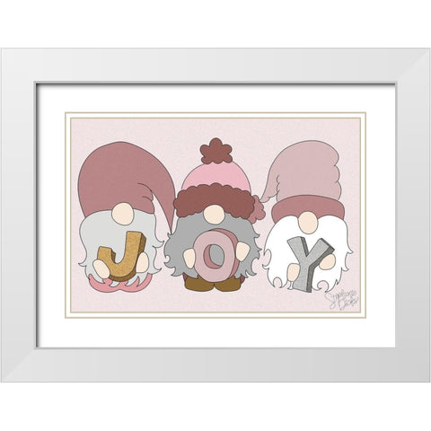 Joy White Modern Wood Framed Art Print with Double Matting by Dicks, Stephanie
