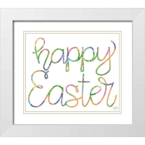 Happy Easter White Modern Wood Framed Art Print with Double Matting by Dicks, Stephanie