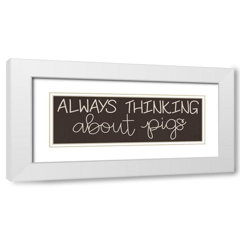Pigs White Modern Wood Framed Art Print with Double Matting by Dicks, Stephanie