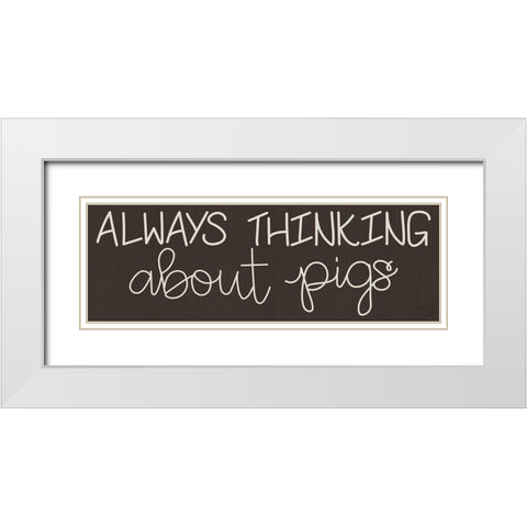 Pigs White Modern Wood Framed Art Print with Double Matting by Dicks, Stephanie