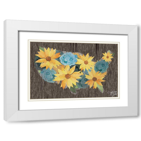 Sunflower Americana White Modern Wood Framed Art Print with Double Matting by Dicks, Stephanie