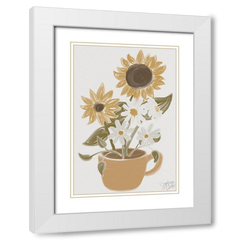 Cafe Floral White Modern Wood Framed Art Print with Double Matting by Dicks, Stephanie