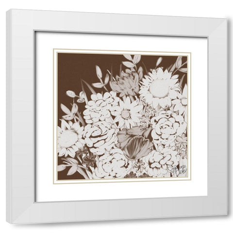 Cafe Floral IV White Modern Wood Framed Art Print with Double Matting by Dicks, Stephanie