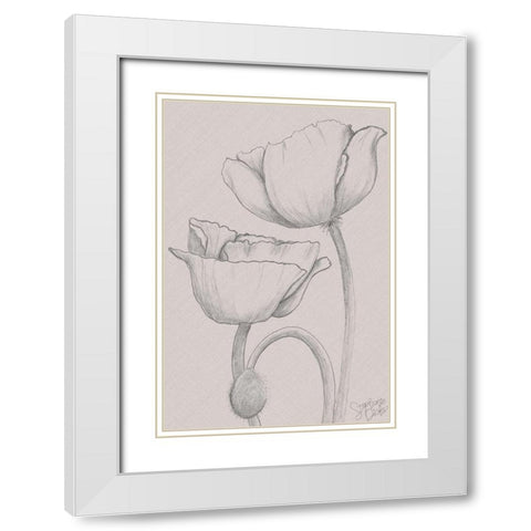 Elegant Poppies White Modern Wood Framed Art Print with Double Matting by Dicks, Stephanie