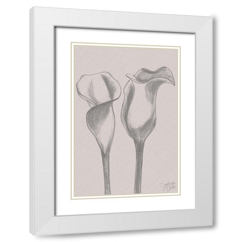 Elegant Lilies White Modern Wood Framed Art Print with Double Matting by Dicks, Stephanie