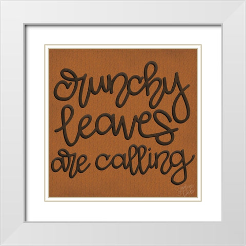 Crunchy Leaves White Modern Wood Framed Art Print with Double Matting by Dicks, Stephanie