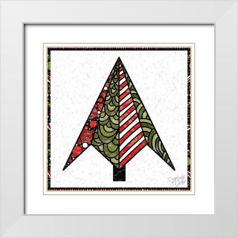 Christmas Tree White Modern Wood Framed Art Print with Double Matting by Dicks, Stephanie
