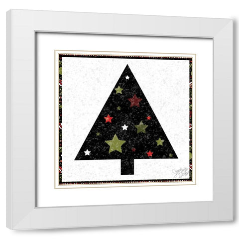 Christmas Tree II White Modern Wood Framed Art Print with Double Matting by Dicks, Stephanie