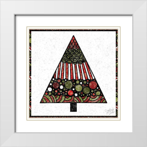 Christmas Tree V White Modern Wood Framed Art Print with Double Matting by Dicks, Stephanie