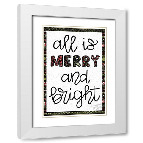 Merry and Bright White Modern Wood Framed Art Print with Double Matting by Dicks, Stephanie