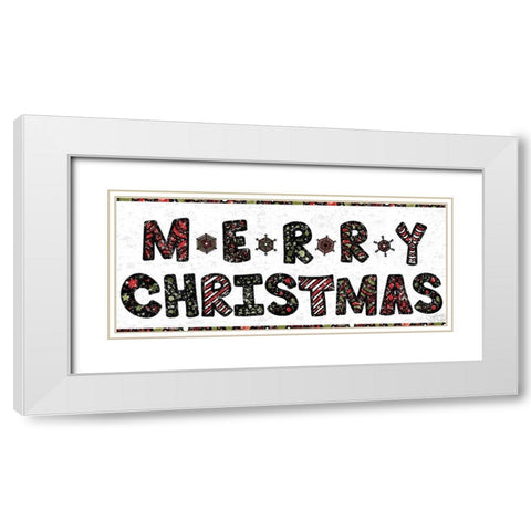 Merry Christmas White Modern Wood Framed Art Print with Double Matting by Dicks, Stephanie