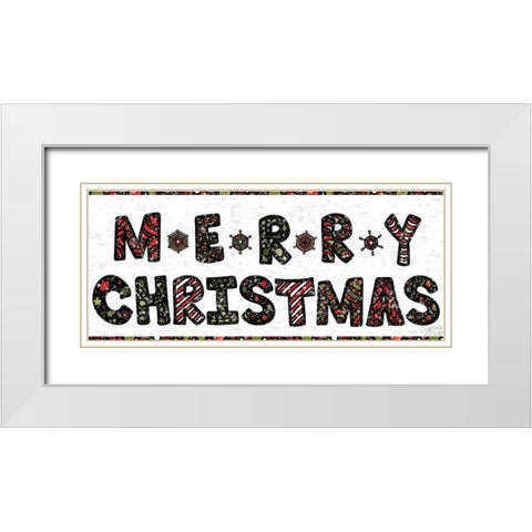 Merry Christmas White Modern Wood Framed Art Print with Double Matting by Dicks, Stephanie