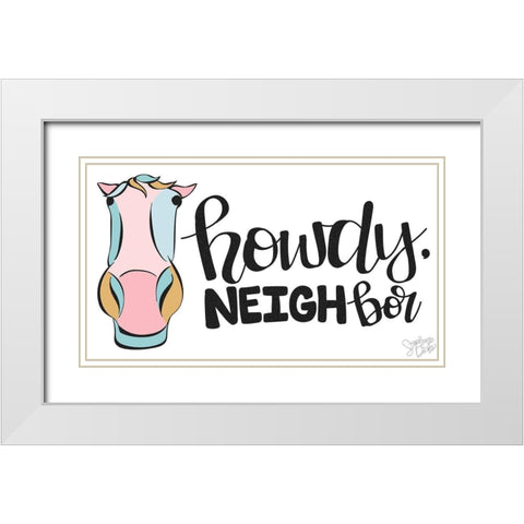 Howdy White Modern Wood Framed Art Print with Double Matting by Dicks, Stephanie