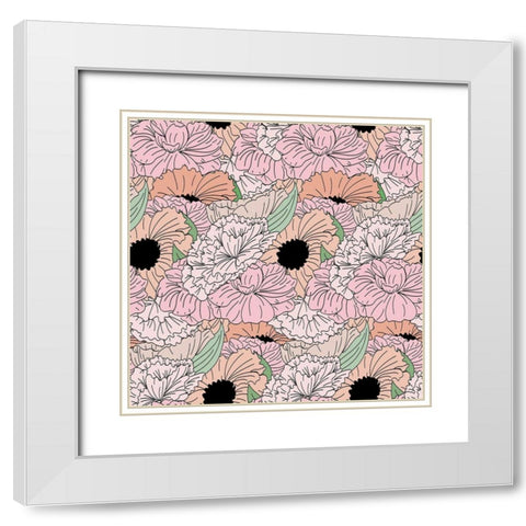 Floral White Modern Wood Framed Art Print with Double Matting by Dicks, Stephanie