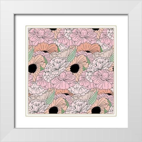 Floral White Modern Wood Framed Art Print with Double Matting by Dicks, Stephanie