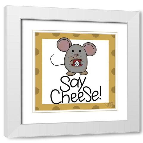 Say Cheese! White Modern Wood Framed Art Print with Double Matting by Dicks, Stephanie