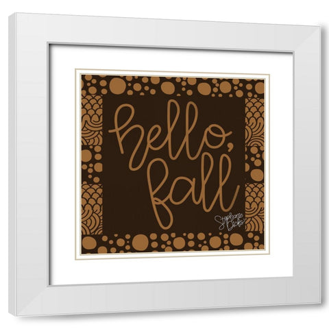 Hello-Fall White Modern Wood Framed Art Print with Double Matting by Dicks, Stephanie