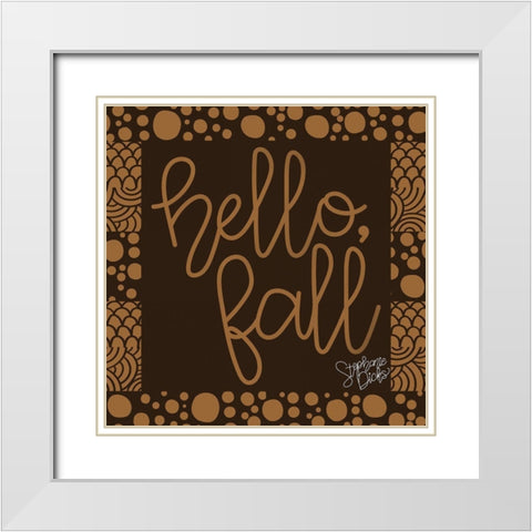 Hello-Fall White Modern Wood Framed Art Print with Double Matting by Dicks, Stephanie