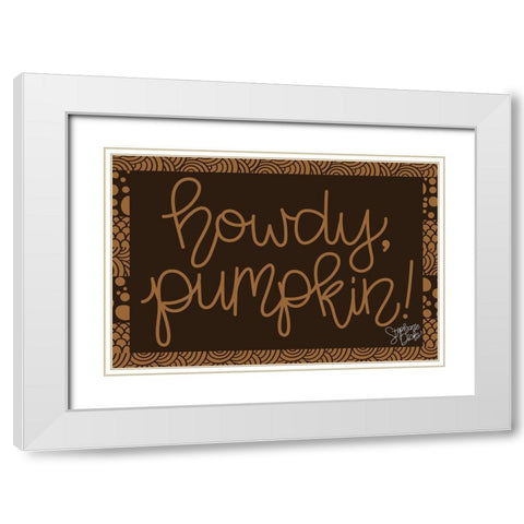 Howdy-Pumpkin White Modern Wood Framed Art Print with Double Matting by Dicks, Stephanie