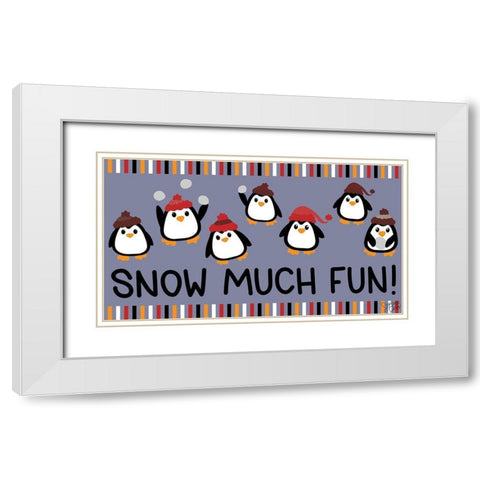 Snow Much Fun! White Modern Wood Framed Art Print with Double Matting by Dicks, Stephanie