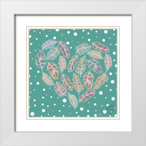 Hearts of a Feather White Modern Wood Framed Art Print with Double Matting by Dicks, Stephanie