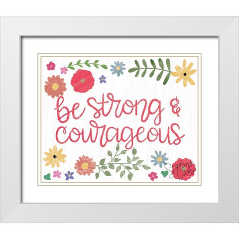 Be Strong White Modern Wood Framed Art Print with Double Matting by Dicks, Stephanie