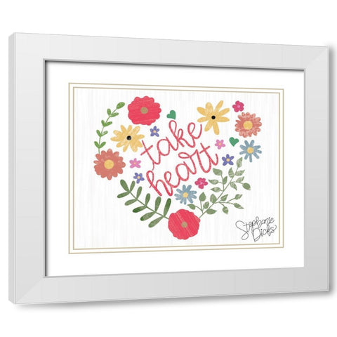 Take Heart White Modern Wood Framed Art Print with Double Matting by Dicks, Stephanie