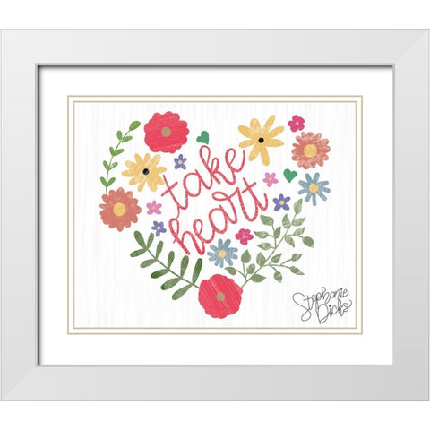 Take Heart White Modern Wood Framed Art Print with Double Matting by Dicks, Stephanie