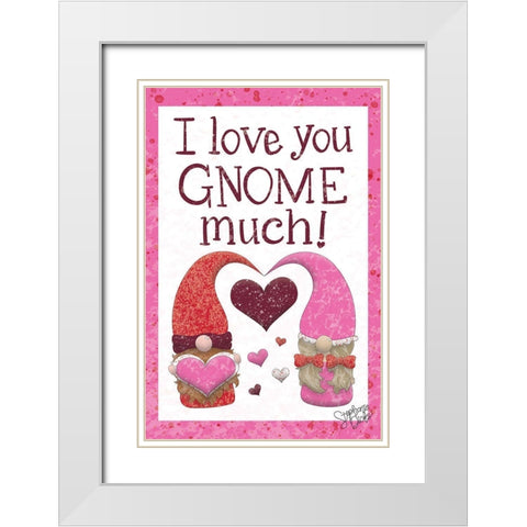 Gnome Much! White Modern Wood Framed Art Print with Double Matting by Dicks, Stephanie