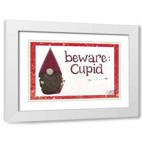 Cupid White Modern Wood Framed Art Print with Double Matting by Dicks, Stephanie