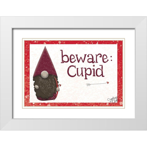Cupid White Modern Wood Framed Art Print with Double Matting by Dicks, Stephanie