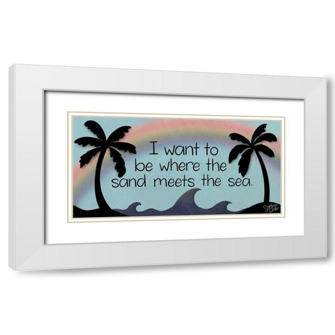 Sand Meets the Sea White Modern Wood Framed Art Print with Double Matting by Dicks, Stephanie
