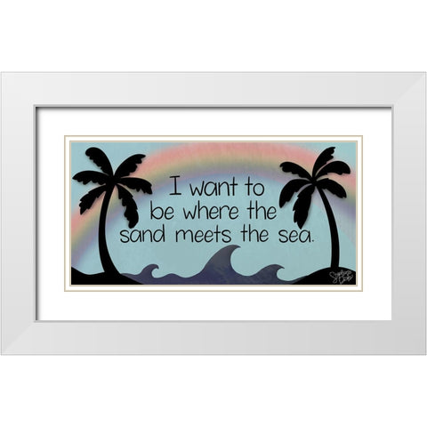 Sand Meets the Sea White Modern Wood Framed Art Print with Double Matting by Dicks, Stephanie