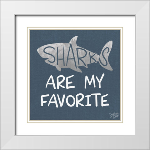 Favorite Sharks White Modern Wood Framed Art Print with Double Matting by Dicks, Stephanie
