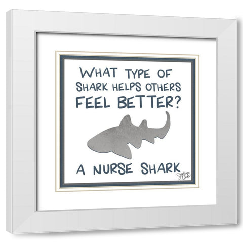 Nurse Shark White Modern Wood Framed Art Print with Double Matting by Dicks, Stephanie