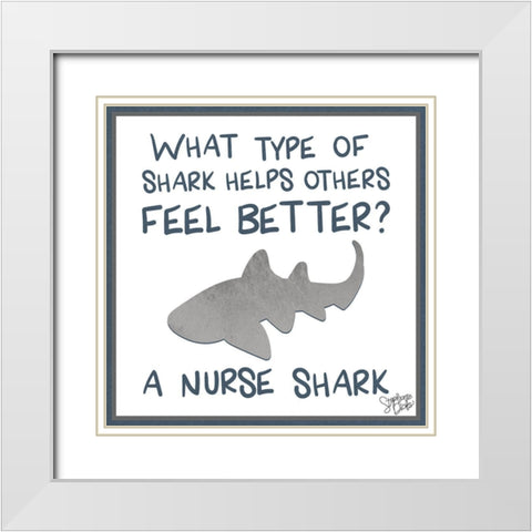 Nurse Shark White Modern Wood Framed Art Print with Double Matting by Dicks, Stephanie