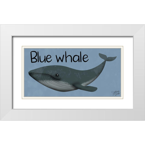 Blue Whale White Modern Wood Framed Art Print with Double Matting by Dicks, Stephanie