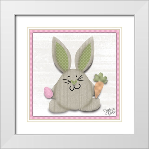 Bunny White Modern Wood Framed Art Print with Double Matting by Dicks, Stephanie