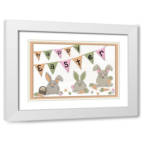 Happy Easter White Modern Wood Framed Art Print with Double Matting by Dicks, Stephanie