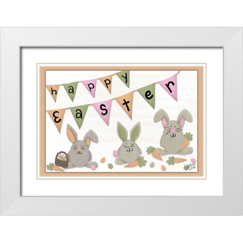 Happy Easter White Modern Wood Framed Art Print with Double Matting by Dicks, Stephanie