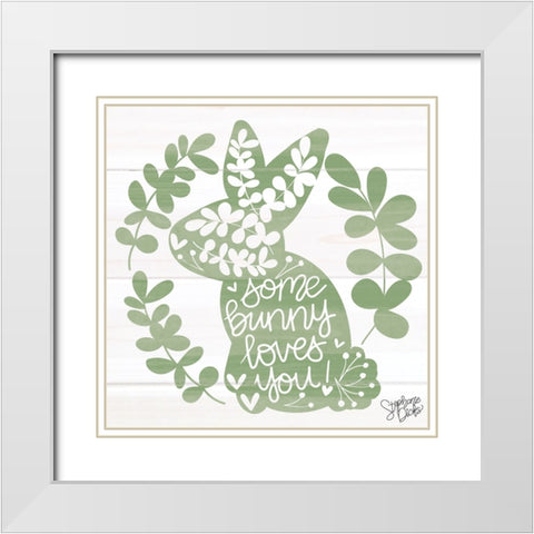 Bunny Love White Modern Wood Framed Art Print with Double Matting by Dicks, Stephanie