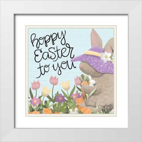 Hoppy Easter White Modern Wood Framed Art Print with Double Matting by Dicks, Stephanie