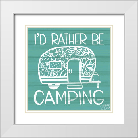 Camping White Modern Wood Framed Art Print with Double Matting by Dicks, Stephanie