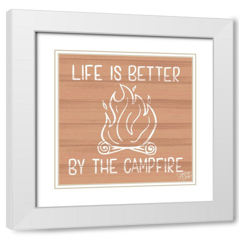 Campfire White Modern Wood Framed Art Print with Double Matting by Dicks, Stephanie