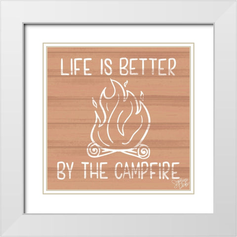 Campfire White Modern Wood Framed Art Print with Double Matting by Dicks, Stephanie
