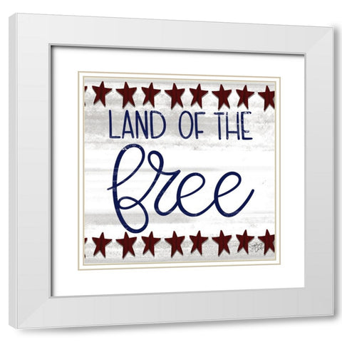 Land of the Free White Modern Wood Framed Art Print with Double Matting by Dicks, Stephanie