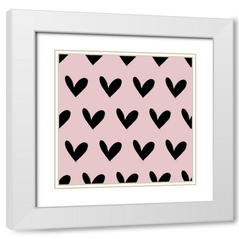 Heart Pattern White Modern Wood Framed Art Print with Double Matting by Dicks, Stephanie