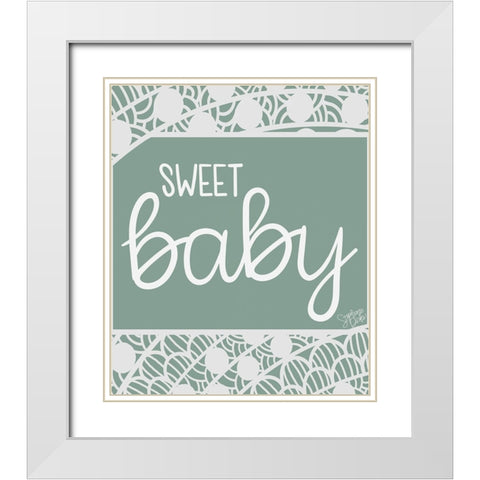 Sweet Baby White Modern Wood Framed Art Print with Double Matting by Dicks, Stephanie