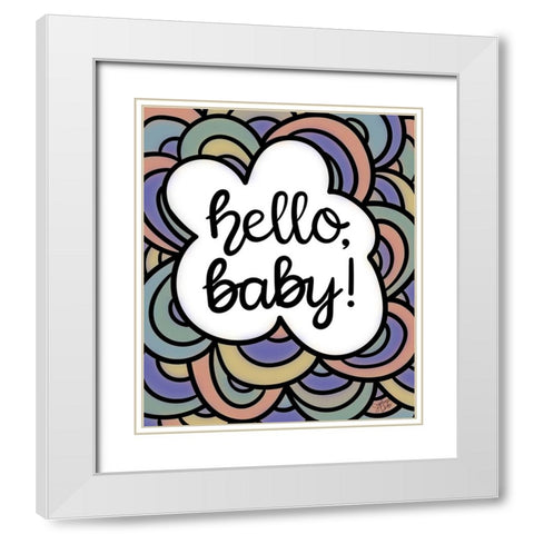 Hello-Baby!  White Modern Wood Framed Art Print with Double Matting by Dicks, Stephanie