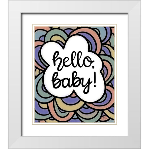 Hello-Baby!  White Modern Wood Framed Art Print with Double Matting by Dicks, Stephanie
